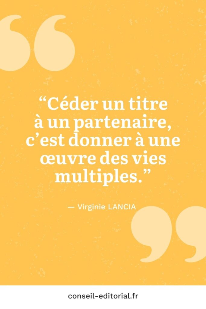 Epingle pinterest avec citation tirée de l'interview de Virginie Lancia, directrice commerciale des éditions Leduc