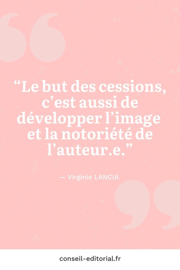 Epingle pinterest avec citation tirée de l'interview de Virginie Lancia, directrice commerciale des éditions Leduc