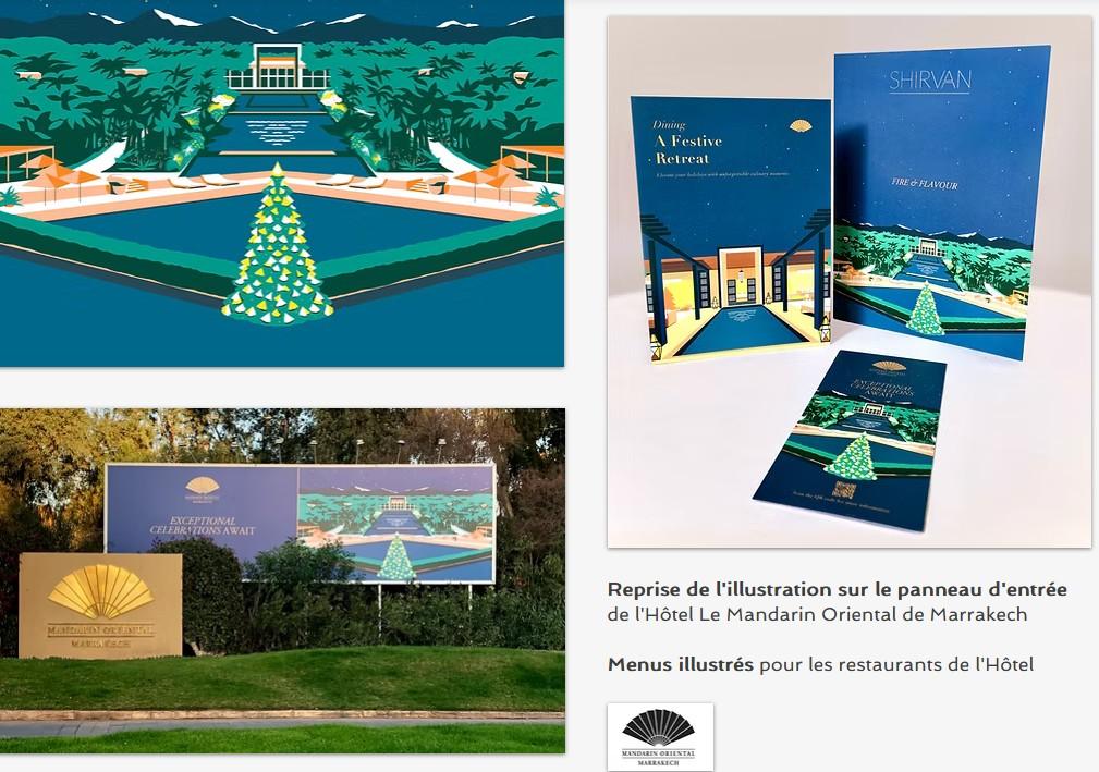 Illustrations réalisées par Constance pour l'hôtel Le Mandarin Oriental de Marrakech