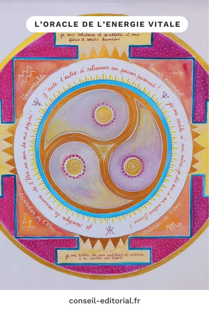 Epingle Pinterest représentant un mandala tiré de L'oracle de l'énergie vitale de Alice Morgane
